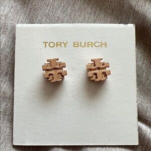Tory Burch Rose Gold Logo Stud Earrings